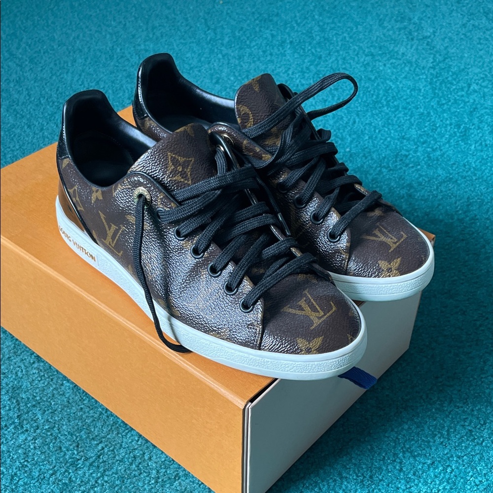 Louis Vuitton Black and Brown Monogram Sneakers - Picture 2 of 8